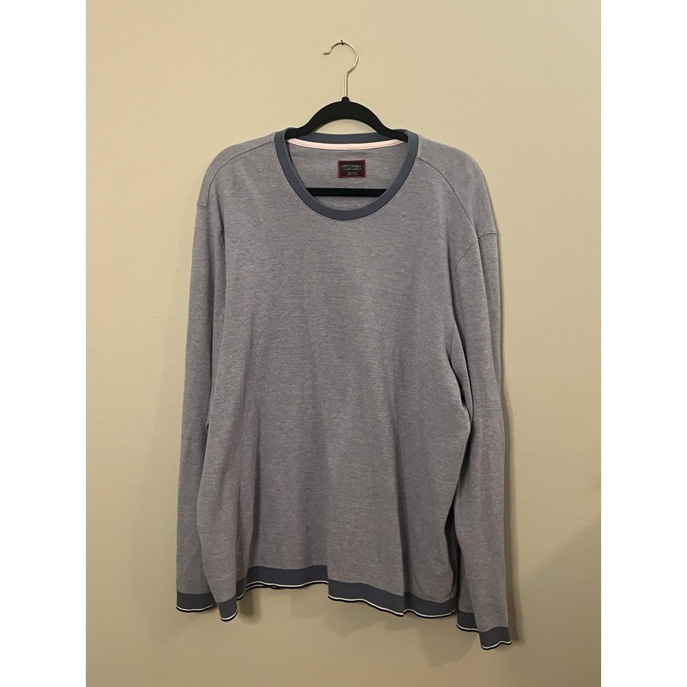 UNTUCKit Sweater Crewneck Long Sleeve Pullover Blue Grey Men Size XXXL Fall